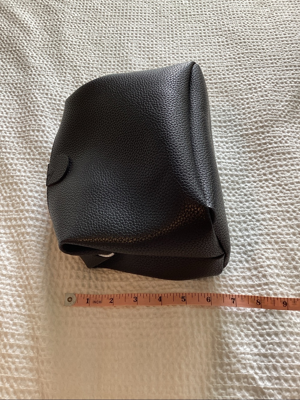 Black Pebbled Leather Cosmetic Pouch - Picture 2 of 3